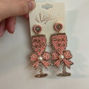 Viola Champagne Beaded Earrings